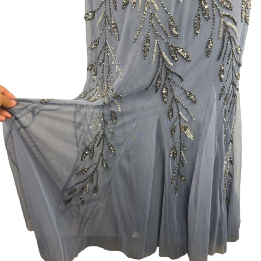 Adrianna Papell Halter Neck Beaded Embellished Grey Formal Gown Size XS - Picture 5 of 7